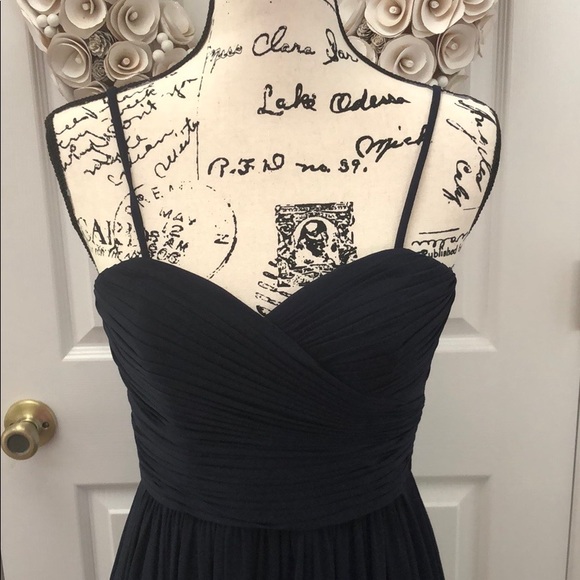 DONATED!! Navy Crinkle Chiffon dress w/sweetheart - Picture 4 of 8